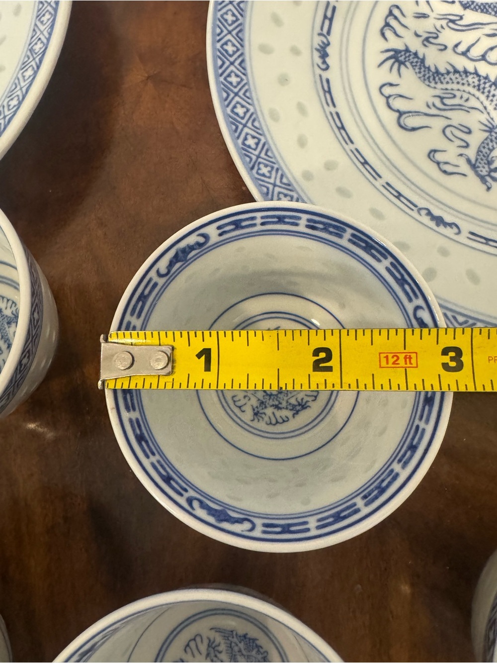 3 Jingdezhen Porcelain Dinner Plates 9” 6 Matching Porcelain Rice Bowls Dragon - Picture 14 of 16